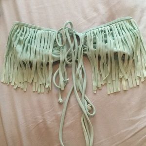 Acacia fringe strapless top